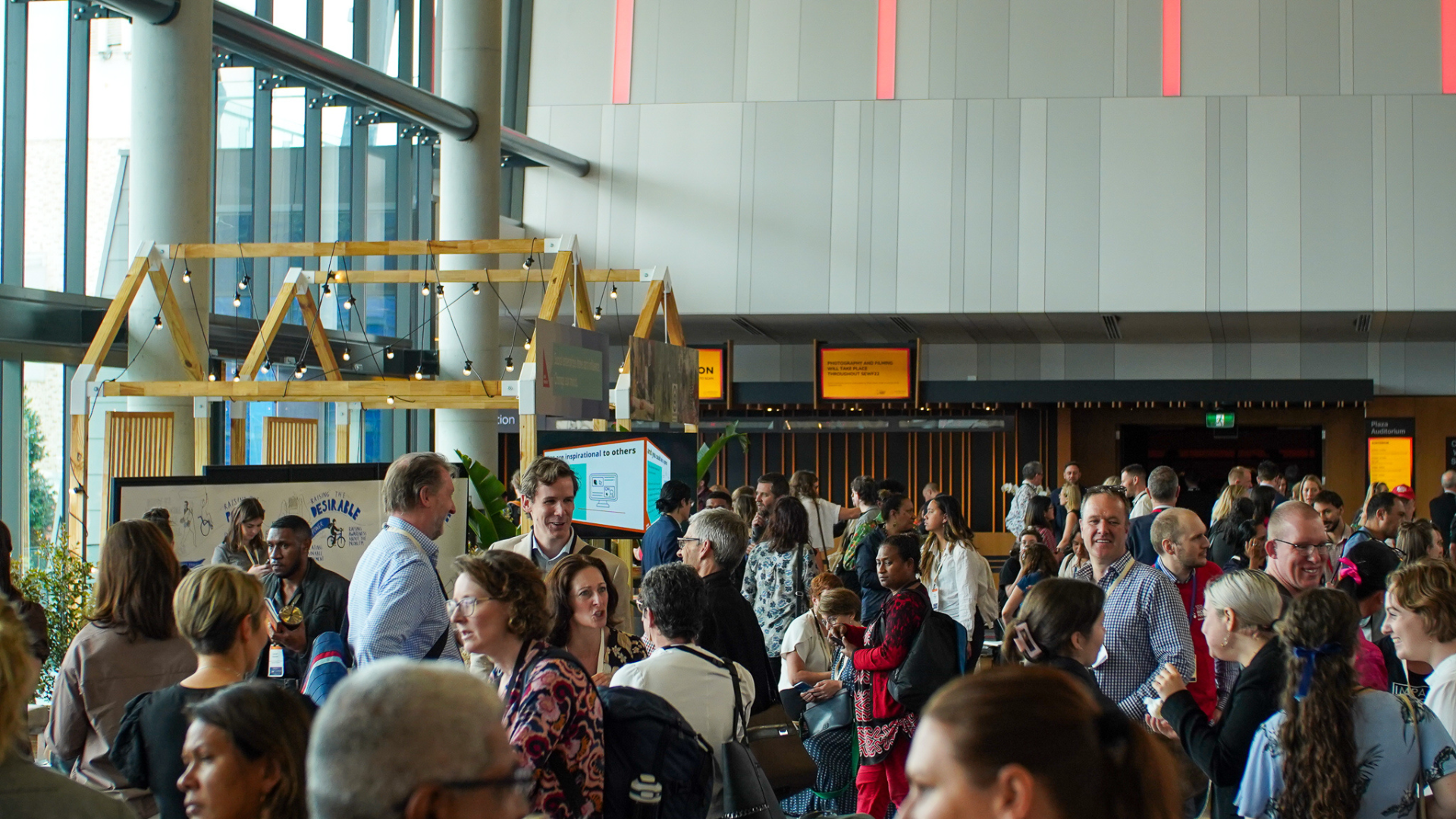 people networking at a conference